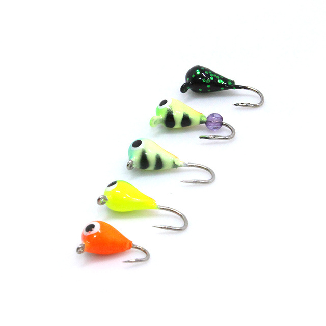 Chinese wholesale high quality ice fishing lure Tear drop Tungsten jig head with hook