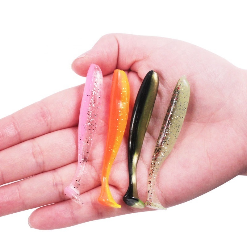 SEASKY 5.5CM Worm 50pcs /box T Tail Swing Grub Freshwater Bass Fishing Soft Plastic Lure