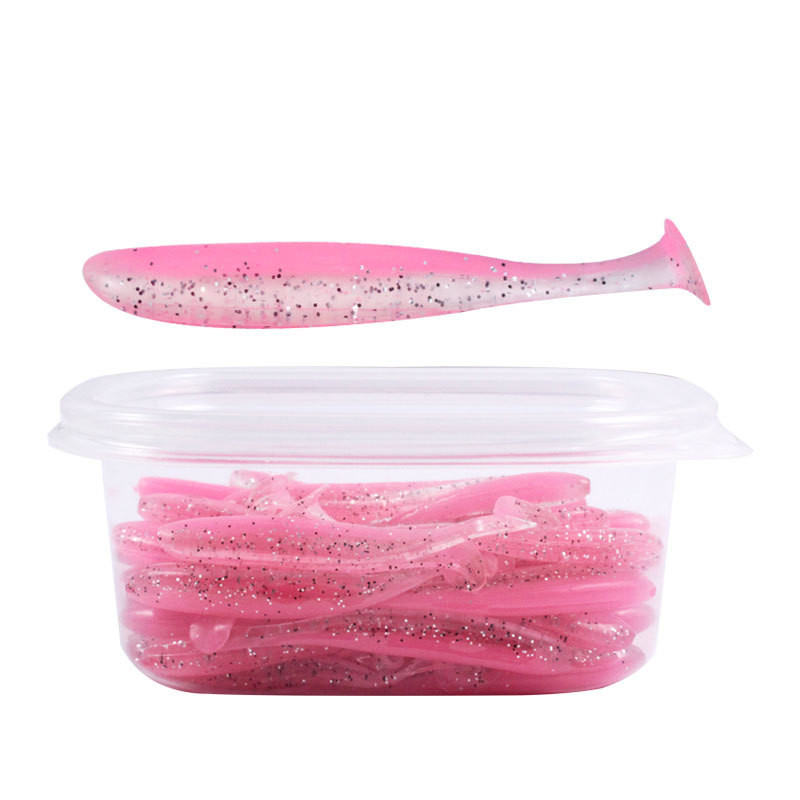 SEASKY 5.5CM Worm 50pcs /box T Tail Swing Grub Freshwater Bass Fishing Soft Plastic Lure