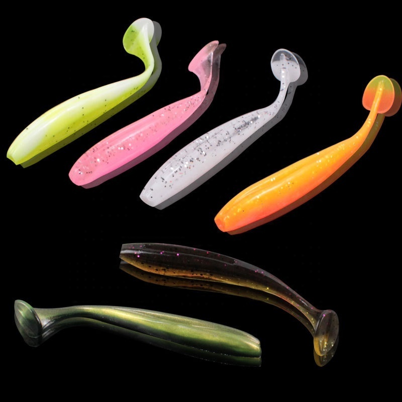 SEASKY 5.5CM Worm 50pcs /box T Tail Swing Grub Freshwater Bass Fishing Soft Plastic Lure