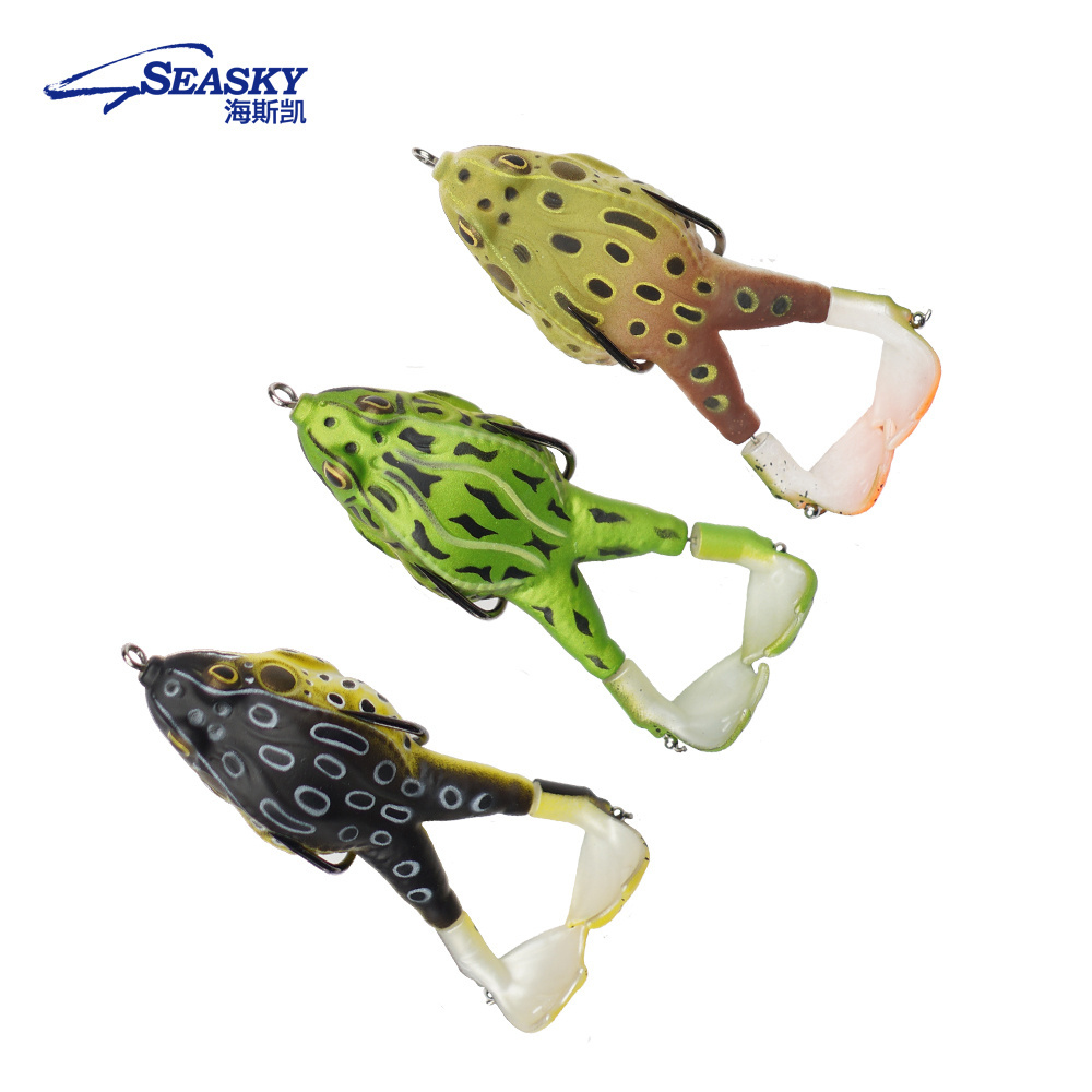 Bass Lures Frogs Soft Frog 9cm 12g Bait Rotating Leg Propellers Bigger Splash More Attractive 3D Eyes Realistic Skin top water