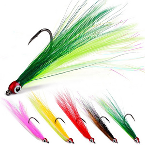 SEASKY Fly Fishing Flies Streamer Fly Salmon Trout Sea Bass Steelhead Clousers Bass Trout Saltwater Bucktail Teaser Hook