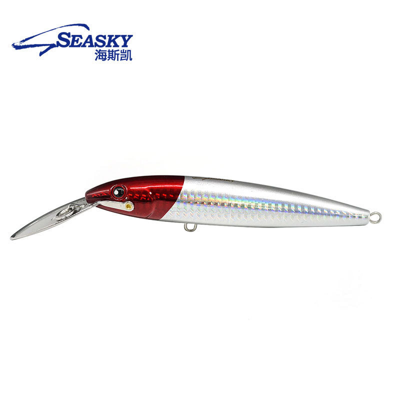 Seasky 30g big game lead hard bait sinking deep diving musky tuna stainless lip head trolling Minnow