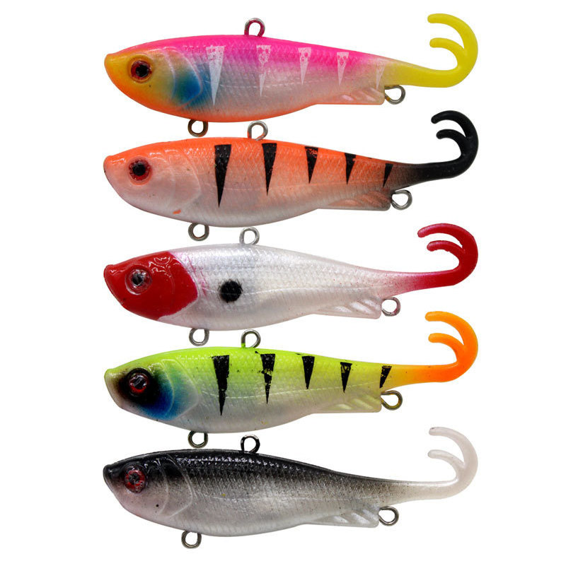 SEASKY 65mm 12g Sinking Soft Tail Lead Weights Bass Fishing Soft Plastic Lure VIB Pre-rigged Swimbait