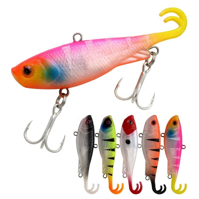 SEASKY 65mm 12g Sinking Soft Tail Lead Weights Bass Fishing Soft Plastic Lure VIB Pre-rigged Swimbait