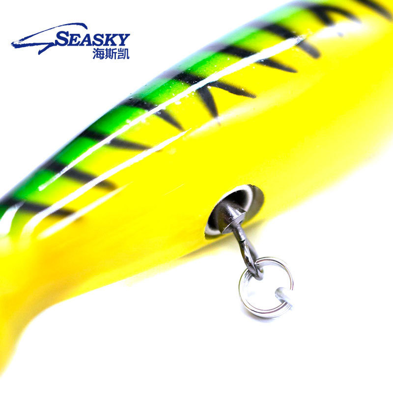 SEASKY fishing wood bottle style ocean tackle for striped bass tuna fishing popper lure artificial bait wooden baits