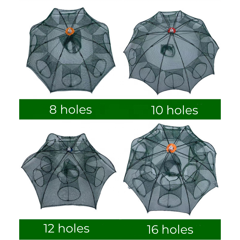 SEASKY 4-24 Holes Crawfish Trap Foldable Fishing Bait Trap Cast Net Cage Umbrella Shrimp Crab Fishing Net