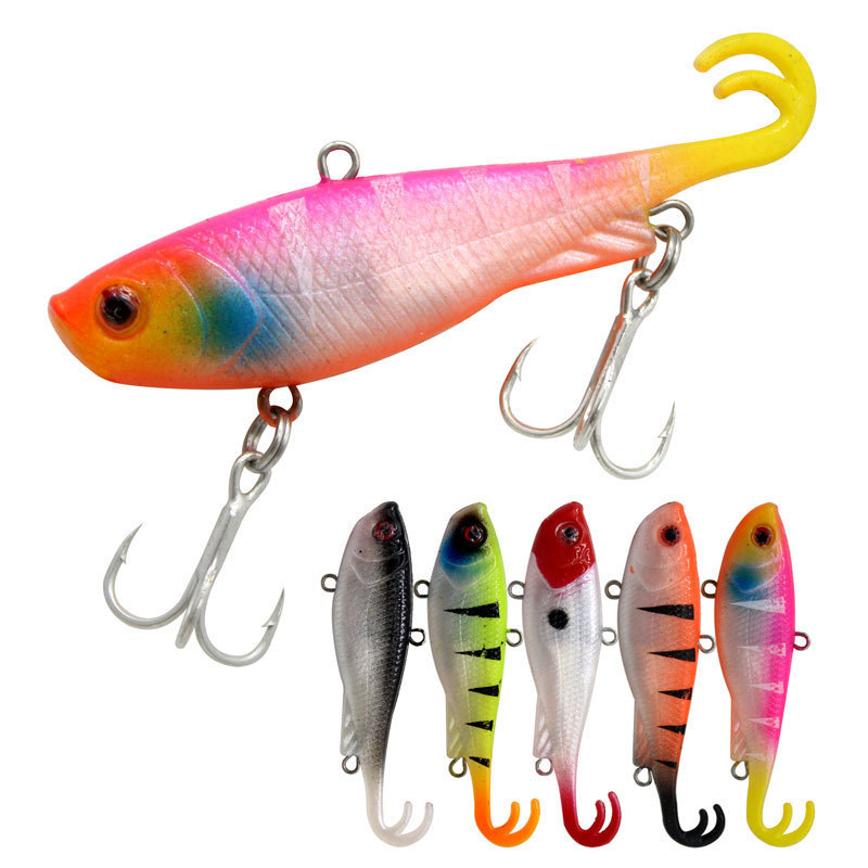 SEASKY 65mm 12g Sinking Soft Tail Lead Weights Bass Fishing Soft Plastic Lure VIB Pre-rigged Swimbait