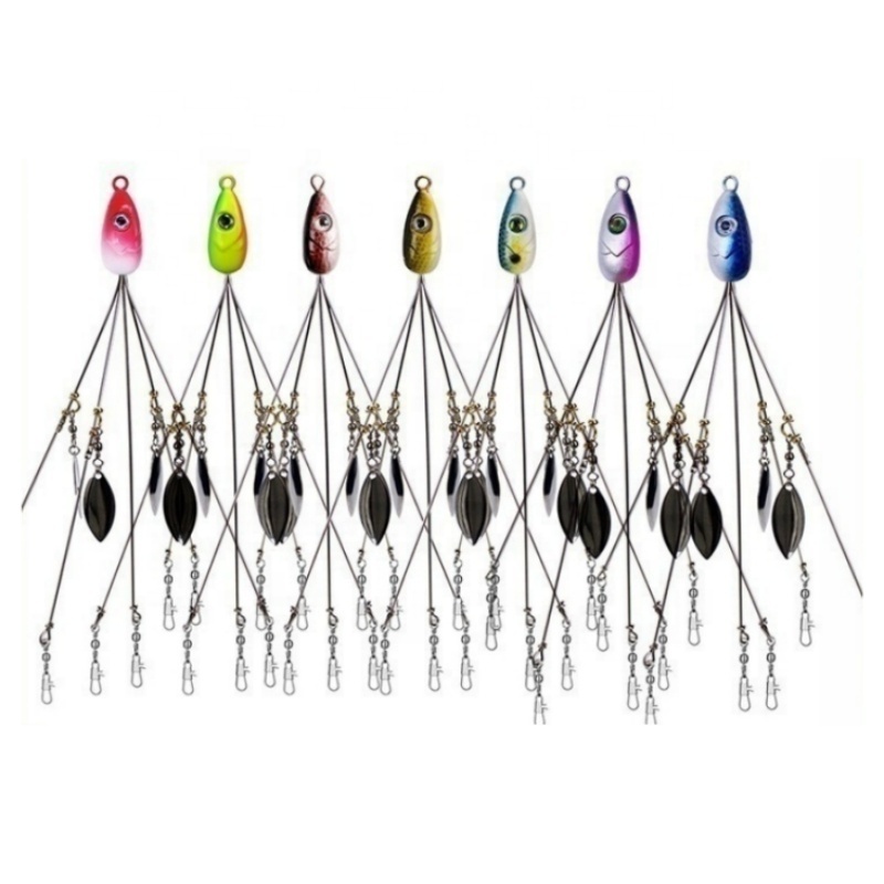 Big Game 18g 5Arms Alabama Umbrella Fishing Rig with Spinner and Swivel Snap Connector for Ocean Trout Bass Fishing