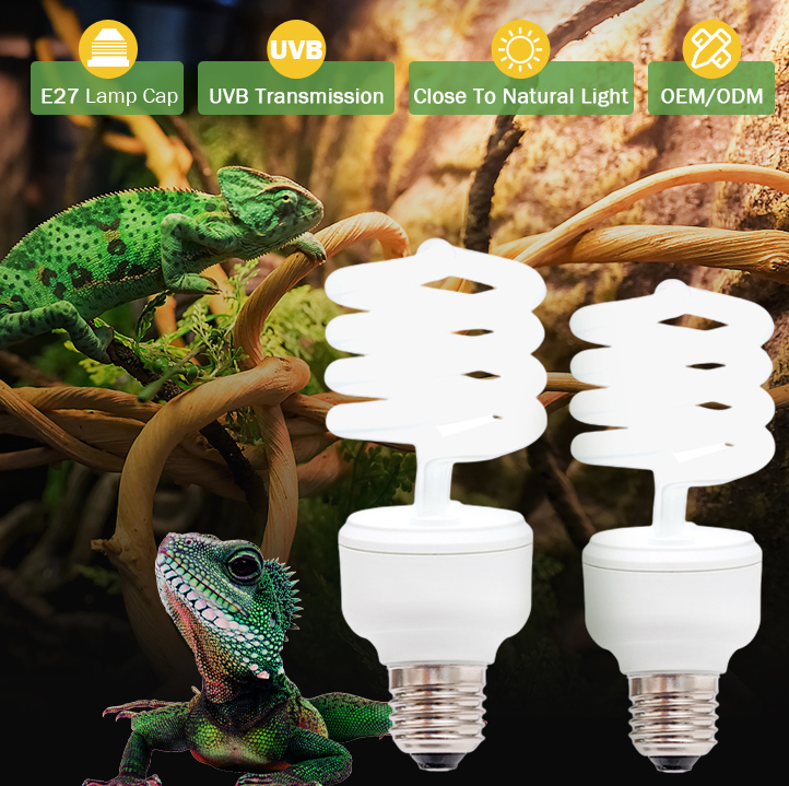 13-Watt 26-Watt Reptile Bulb Desert UVA UVB Light UVB Reptile Light Compact Florescent Terrarium Bulb for Lizards Bearded Dragon