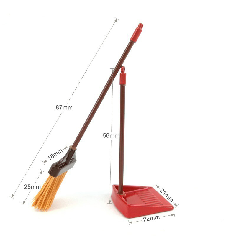 1:12 doll house Sweeping Tool Broom Handle Dustpan Set