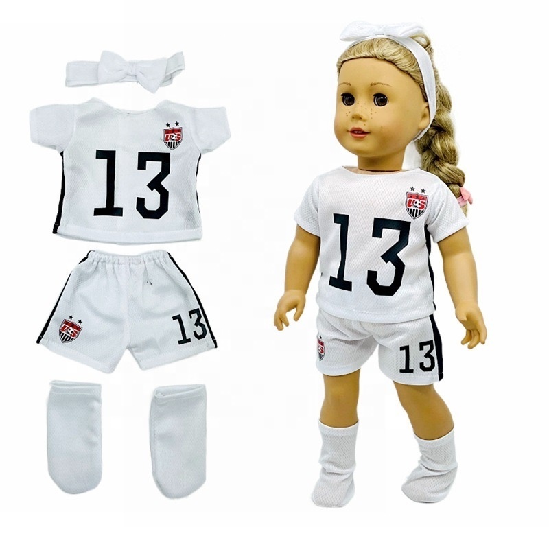 Hot Sell Doll Sportswear Sports Series Outfit Dolls Sports Clothes Set Hair Band And Socks for  18 Inch Doll