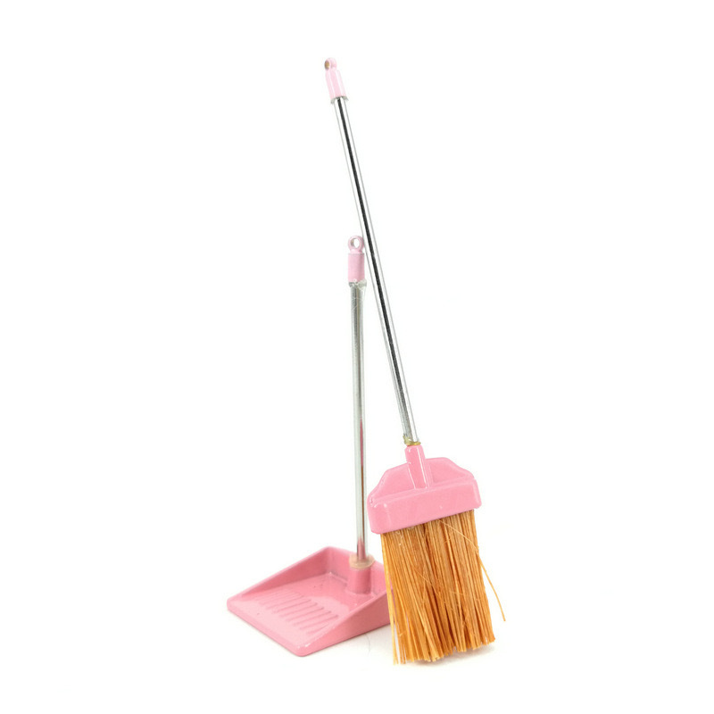 1:12 doll house Sweeping Tool Broom Handle Dustpan Set