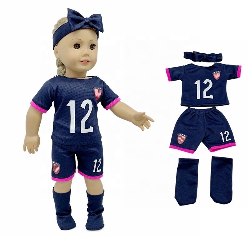 Hot Sell Doll Sportswear Sports Series Outfit Dolls Sports Clothes Set Hair Band And Socks for  18 Inch Doll