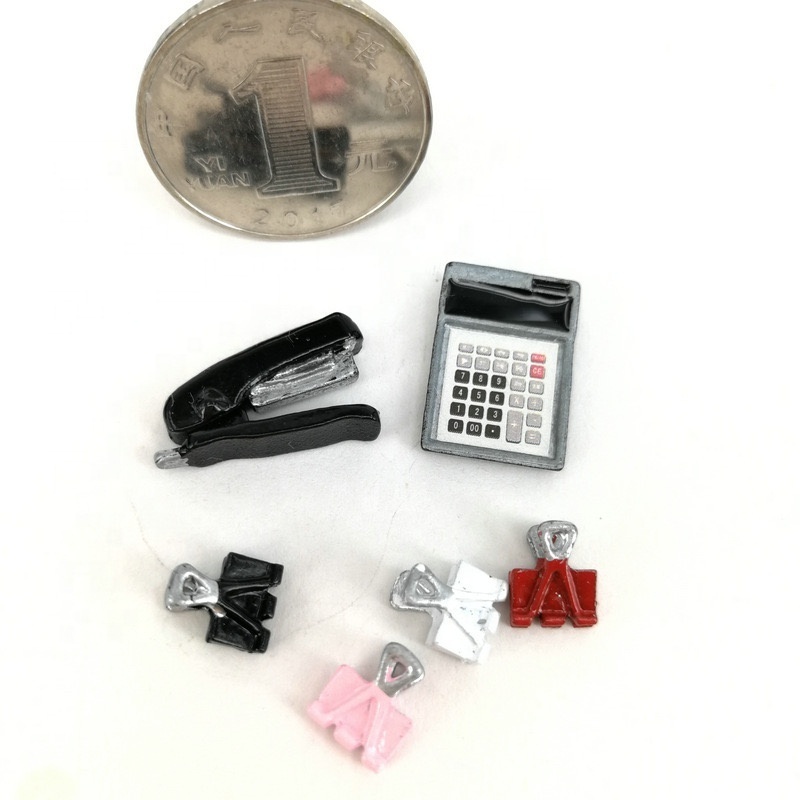 Dollhouse Mini Set    Calculator clip Stapler     Dollhouse Stationery Pocket food play