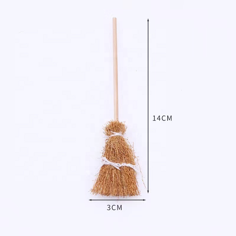 Dollland Halloween Mini Witch Broom Hanging Ornaments Straw Broom Halloween Party Decoration