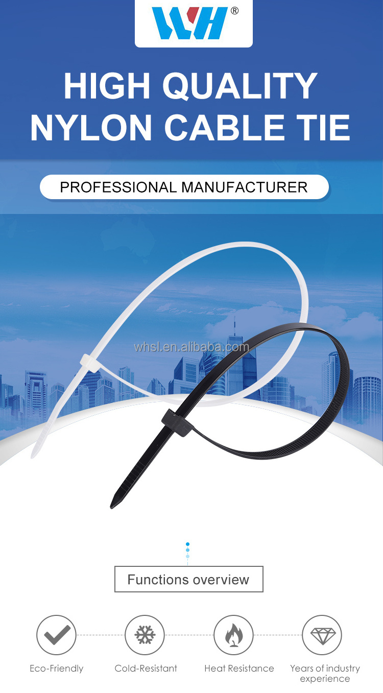 Lock Ties Wire Zip PA66 Plastic Fastener Professional Push Mount Self Locking Machine Nylon Cable Tie 4.8*600mm