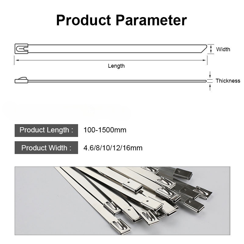 Weihang Ball Lock 100mm Self-locking 201/304/316 zip stainless steel cable tie