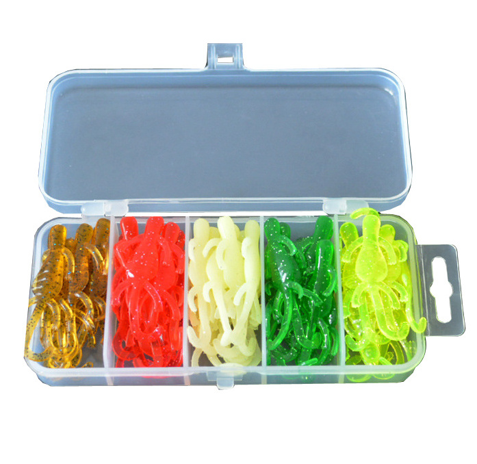 Wholesale silicone soft worm fishing lure set Artificial bait 50pcs/box