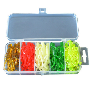 Wholesale silicone soft worm fishing lure set Artificial bait 50pcs/box