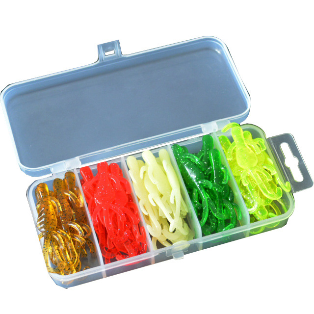 Wholesale silicone soft worm fishing lure set Artificial bait 50pcs/box