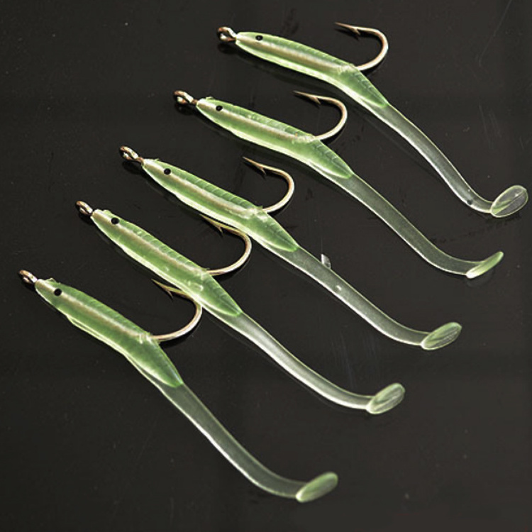 Fast delivery 10pcs/pack Luminous Fishing Lures for Fishing Soft plastic Bait Tiddler Bait With Hook Small Eel Lure