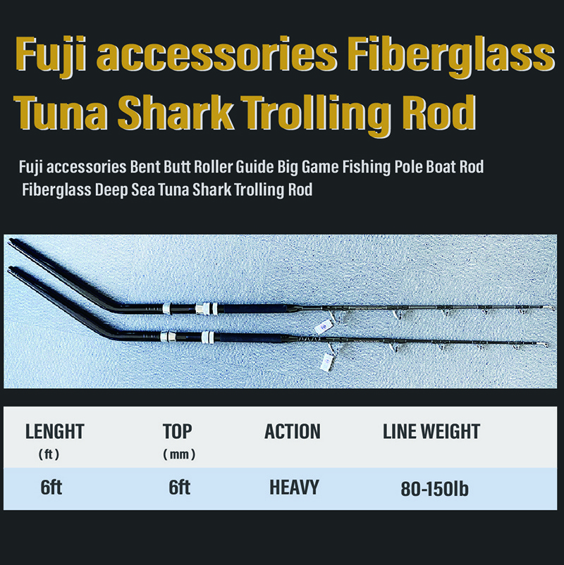 Wholesale Fuji Accessories Carbon Fiber Deep Sea Fishing Pole trolling rod big game fishing Tuna Trolling Rod