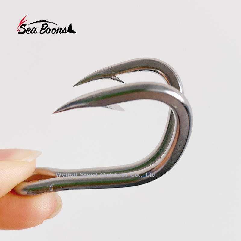 Wholesale SP-880 Duple Fish Hooks Big Sizes Super Strong Sea Saltwater Stainless Steel Fishing Tuna Double Fishing Hook