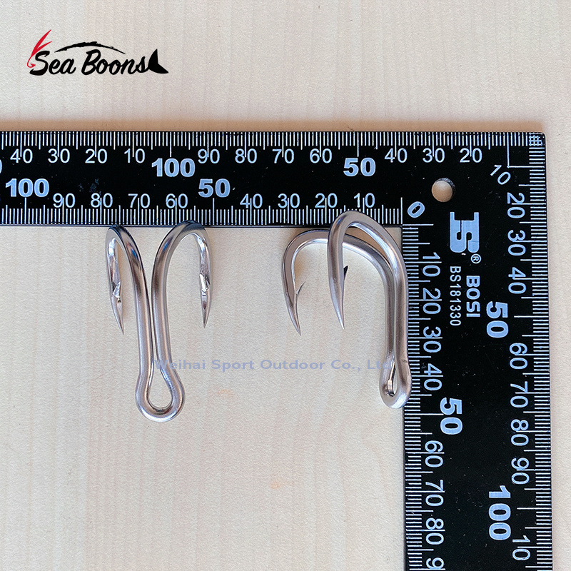 Wholesale SP-880 Duple Fish Hooks Big Sizes Super Strong Sea Saltwater Stainless Steel Fishing Tuna Double Fishing Hook