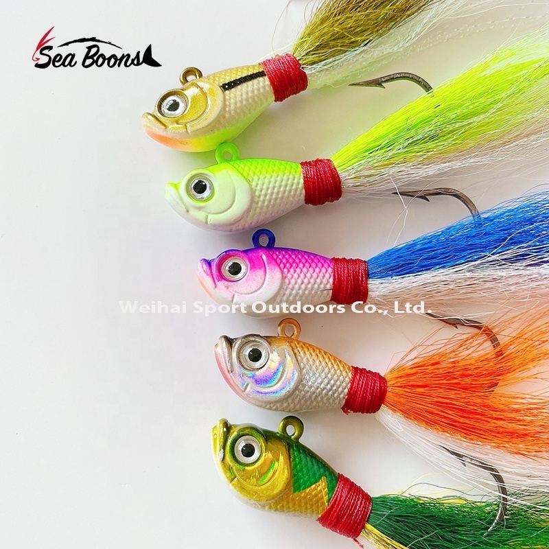 High Quality 7g 14g 28g 42g 56g  Artificial Jig Head Bait Big Eye Bucktail Jig Fishing Hook Wholesale