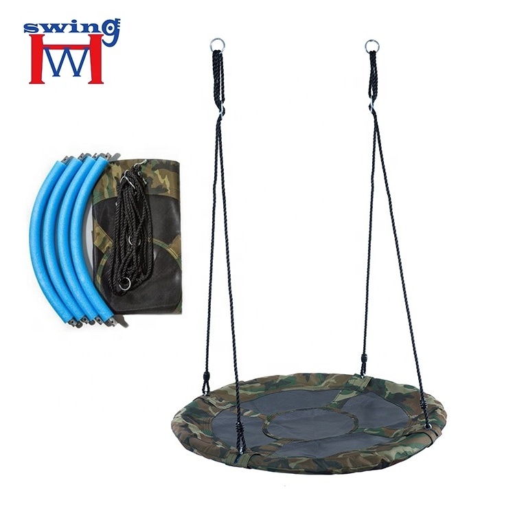 Weather Resistant Outdoor Round Disc Nest Rope Hanging Tree Swing for Kids Adults