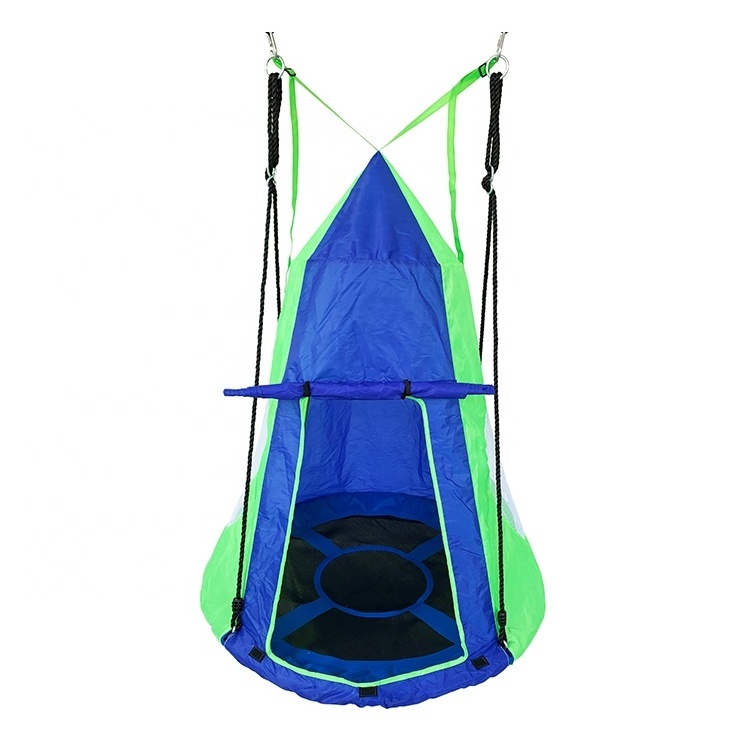 Outdoor Round Hanging Swing Bed with Canopy for Children Playground