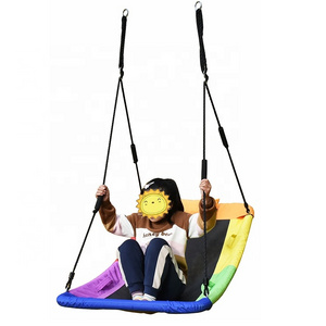 Outdoor Porch Giant Rectangle 60'' Rope Hanging Lounge Swing Bed for Kids and Adults