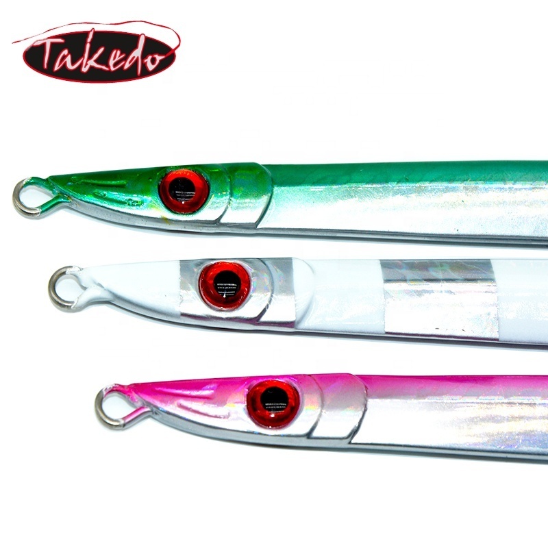 TAKEDO JY23 120g Long Lead Jig Two Eyes 3D Eyes Long and T hin  Fast Sinking Speed Fall Bait Fishing Weights Jigs Lures Sinker