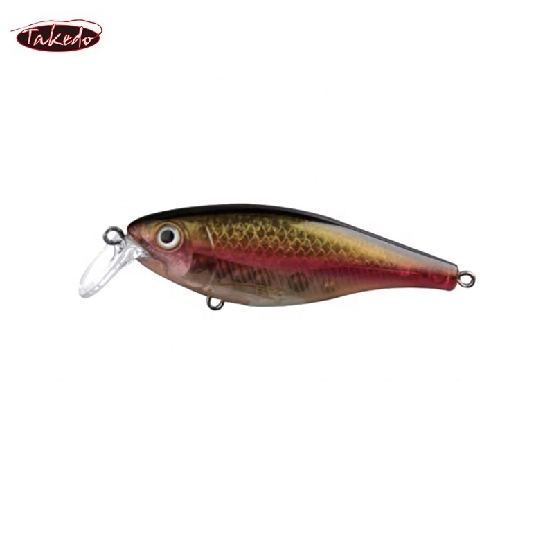 TAKEDO RHL023 STOUT  Minnow 80A  80mm/12g Floating Bait With VMC(BKK) Treble Feather  Hook Minnow Lure Bass Lure