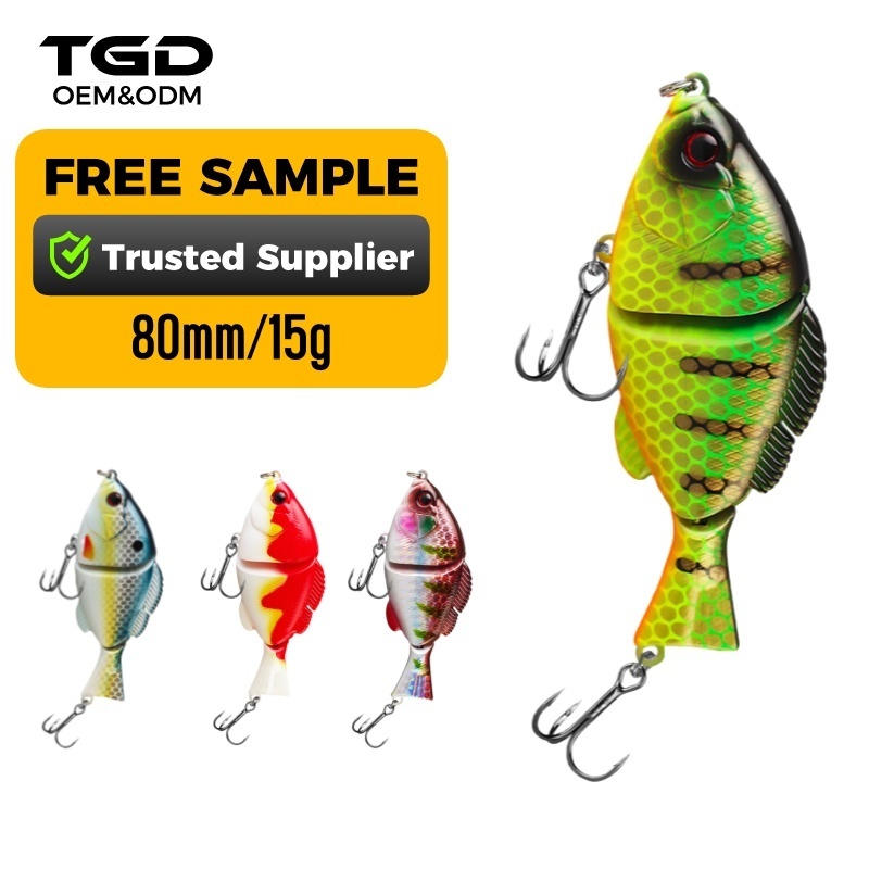 New Products 80mm15g Slow sinking hard lure bait swimbait 3D printed jointed swimbait 5 colors bionic multi joint fishing lures