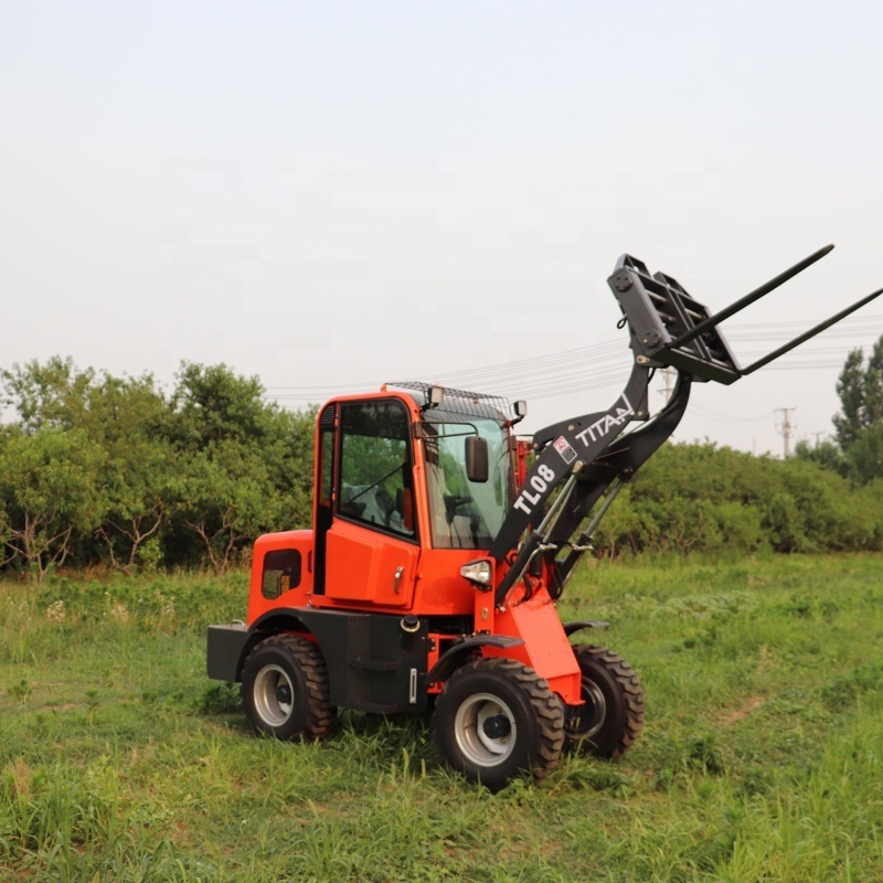 08ton mini rc red hydraulic shandong small articulated trucking garden tractor wheel loader with  snow blower