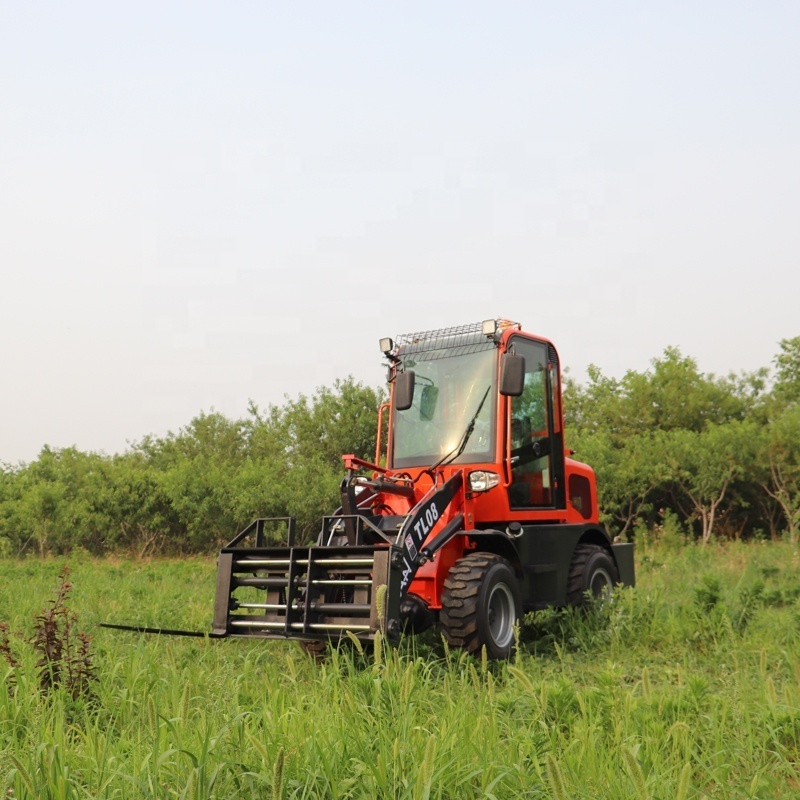 08ton mini rc red hydraulic shandong small articulated trucking garden tractor wheel loader with  snow blower