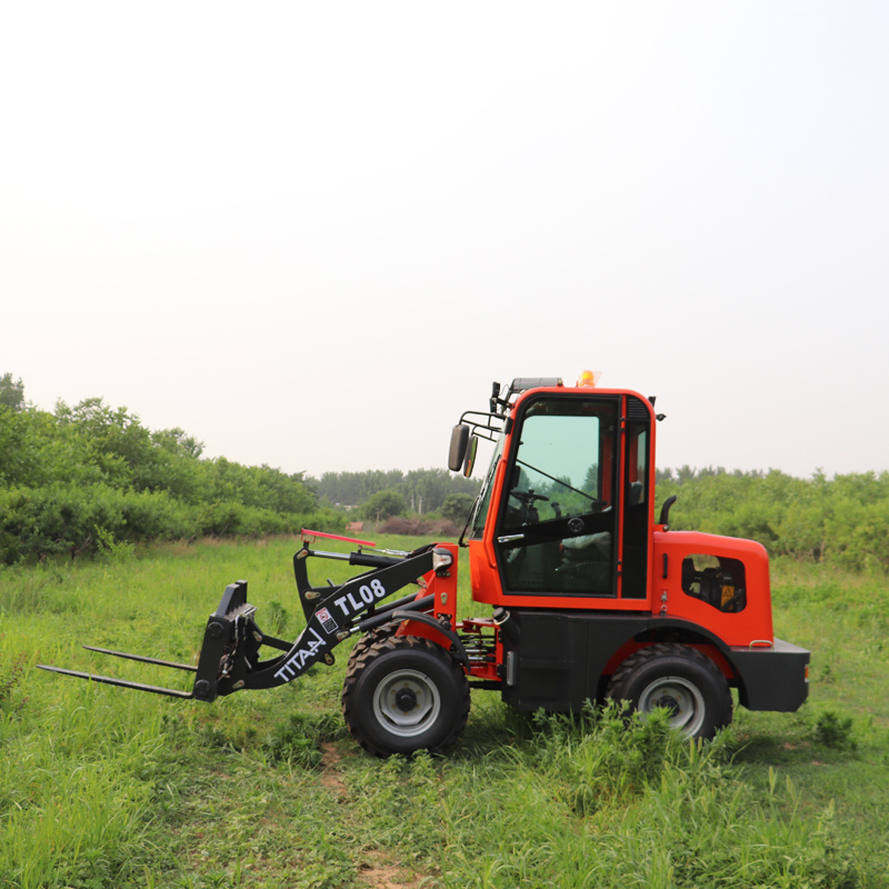 08ton mini rc red hydraulic shandong small articulated trucking garden tractor wheel loader with  snow blower