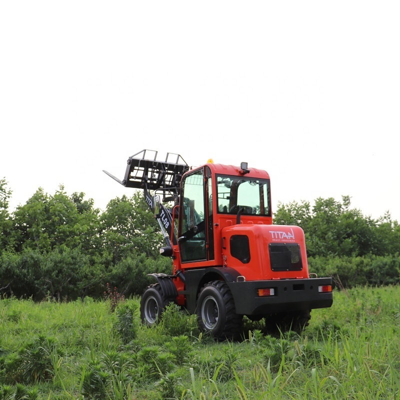 08ton mini rc red hydraulic shandong small articulated trucking garden tractor wheel loader with  snow blower