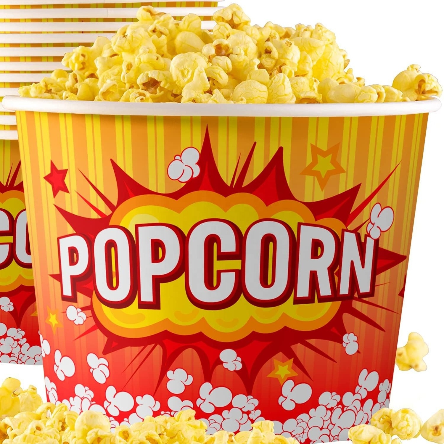 High Quality Customized Disposable Food Potato Chip Pop Corn Popcorns Paper Cups Fried Chicken Bucket With Logo