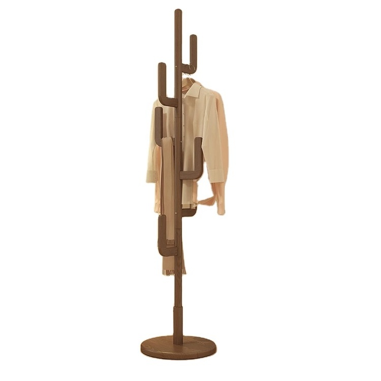 Unique design easy to assemble cactus coat rack, height adjustable wooden coat rack stand