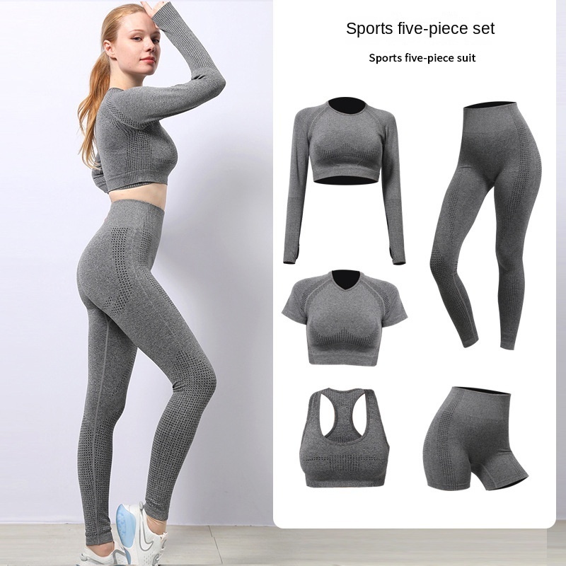 Seamless yoga wear sports set women's shock-proof yoga vest Fitness bra top high-waisted yoga pants