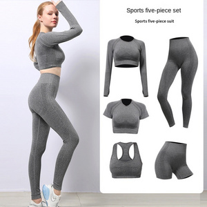 Seamless yoga wear sports set women's shock-proof yoga vest Fitness bra top high-waisted yoga pants