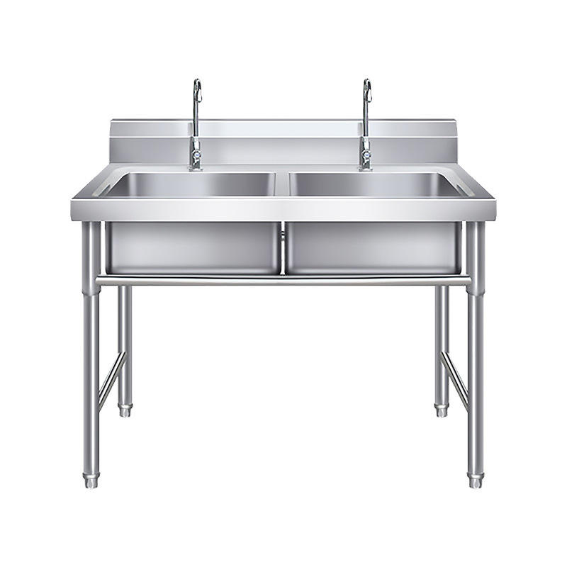 Customized stainless steel sink work table for vegetable meat fish plate cleaning