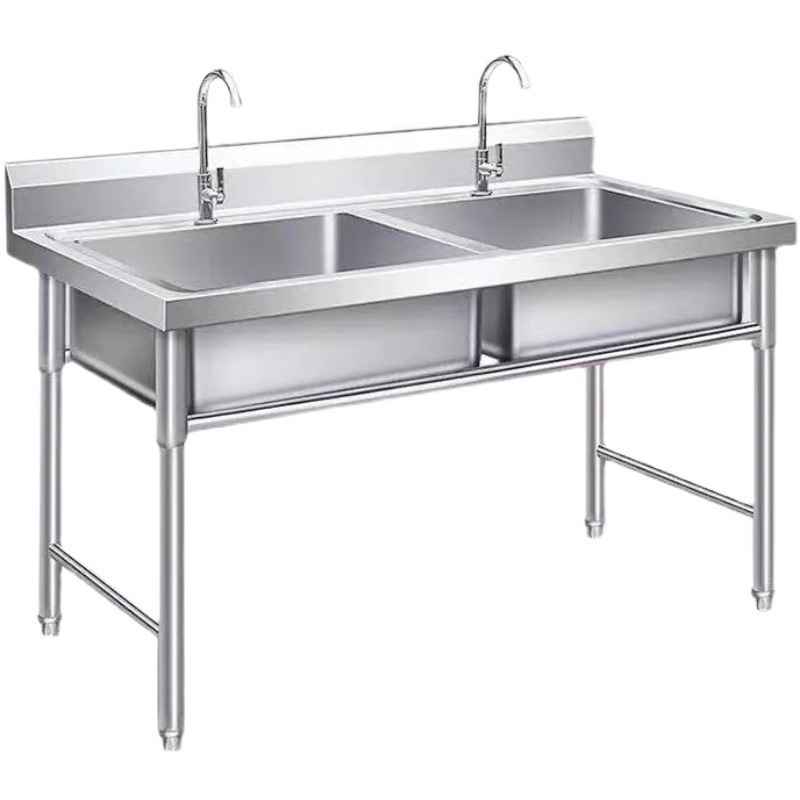 Customized stainless steel sink work table for vegetable meat fish plate cleaning