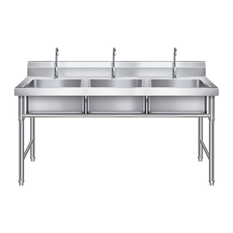 Wholesale free standing stainless steel 201/304 double bowl Kitchen Sink with faucets