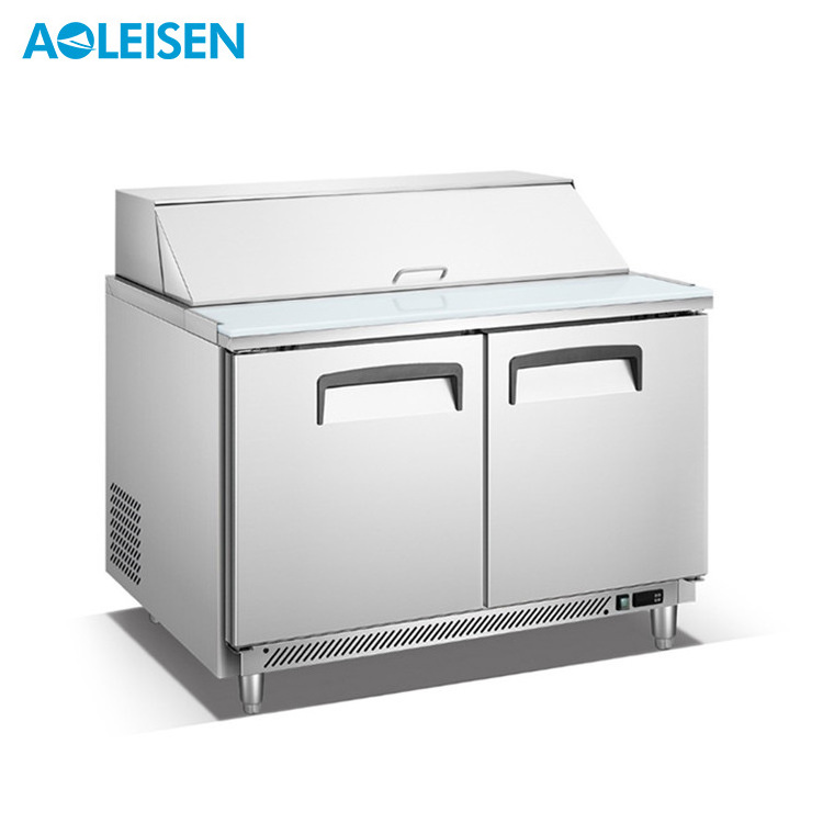 Aoleisen ventilated refrigeration food prepare worktable refrigerator salad/sandwich/pizza counter chiller prep table with cover