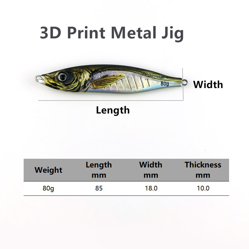 MISTER JIGGING sea fishing lures lead antimony fish lures metal jig fishing em 3d printing metal lure jig 80g