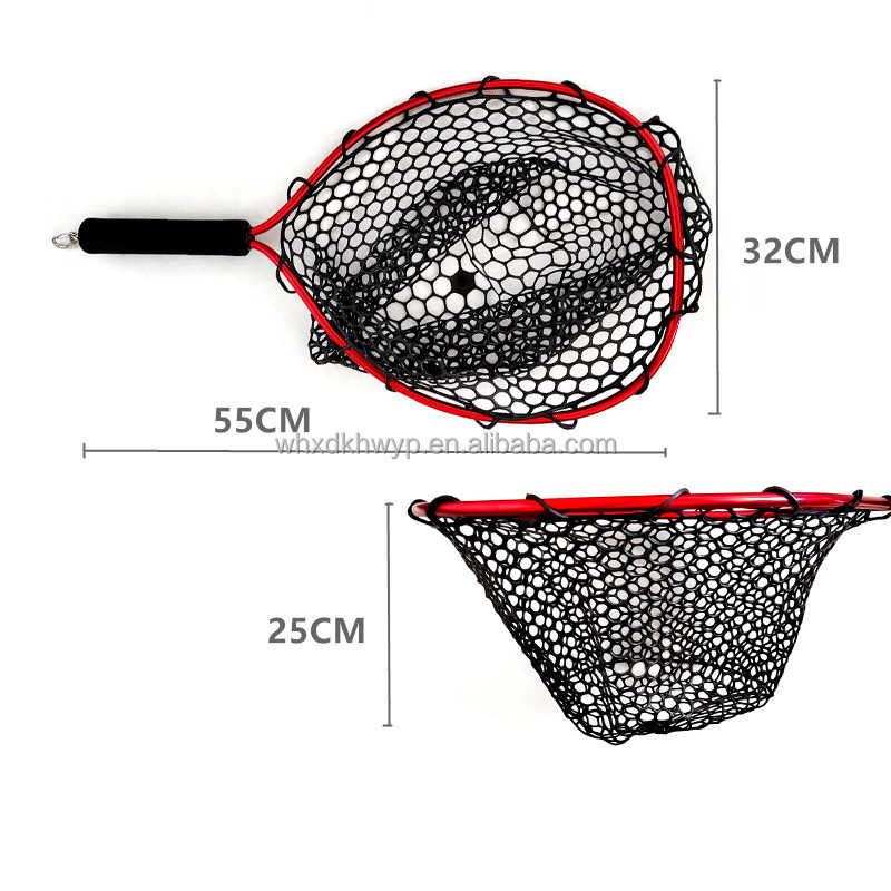 MISTER JIGGING Aluminum Alloy Handle Hand  Landing Net Carp Frame Silicone Mesh Landing Net